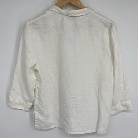 Norton Shirt Jacket Women’s Small Linen Button Up Coastal Grandma Oversized - Picture 2 of 7